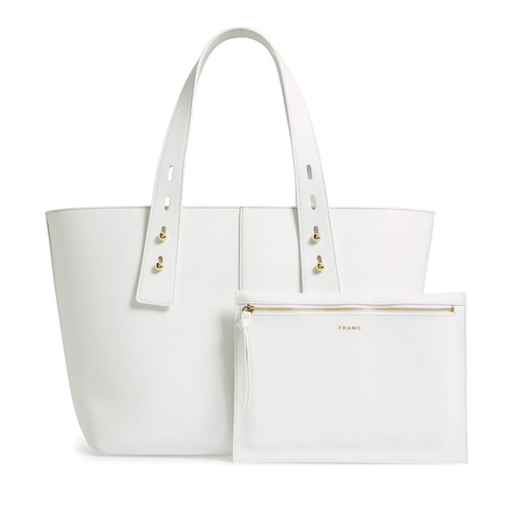 Frame Les Second Medium White Leather Tote - Picture 2 of 14